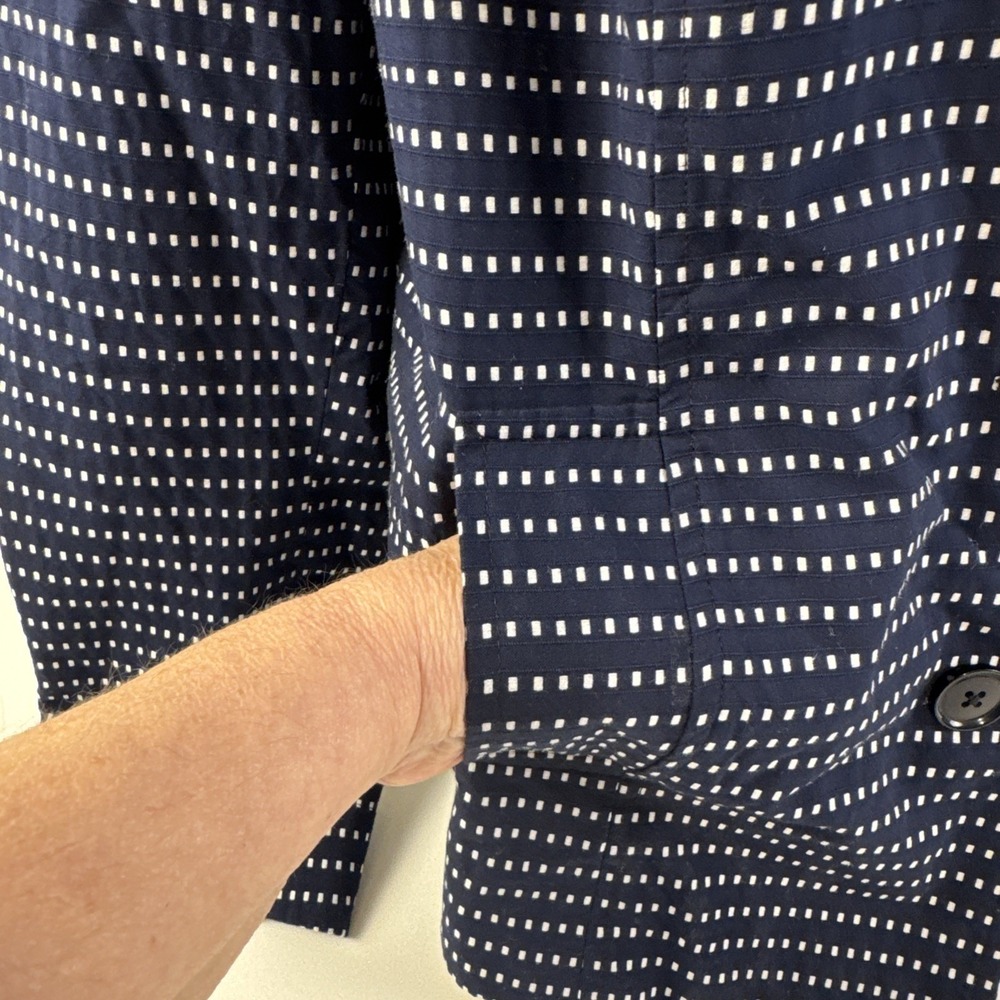 Rafaella Blazer‎ Women 16W Navy Blue White Square Print Cotton Lined Jacket - Picture 6 of 12